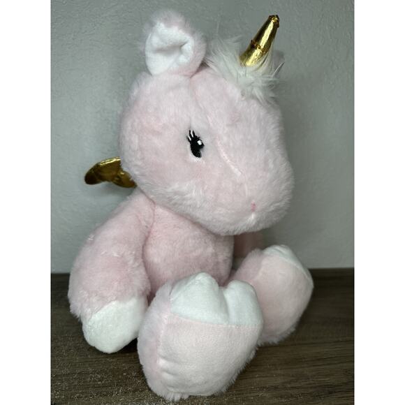 Animal Adventure Pink & Gold Unicorn Plush Stuffed Wings Pegasus 2022 Animal - Picture 1 of 4